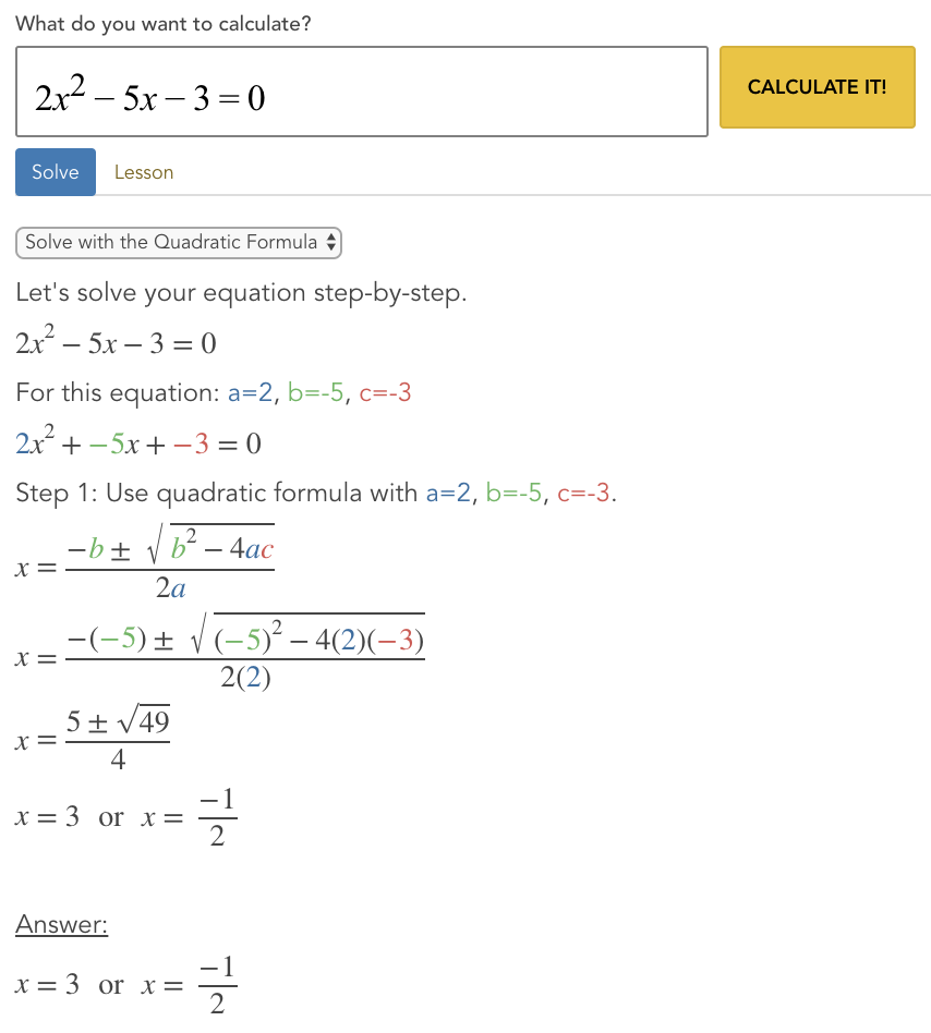 Quadratic Formula Video Lesson Mathpapa